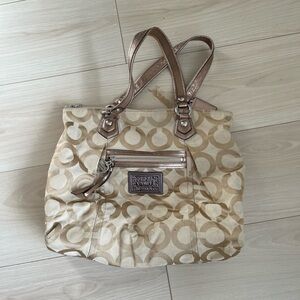 Coach Beige and Brown Shoulder Bag